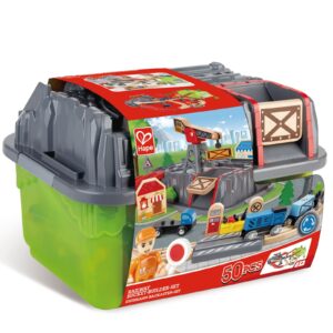 Jucarie din lemn - Set tren constructii (50 piese)