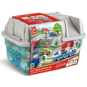 Jucarie din lemn - Set tren oras (48 piese)