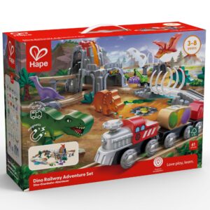 Jucarie din lemn - Tren aventura Dino (61 piese)