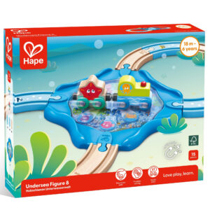 Jucarie din lemn - Tren cu animale marine (15 piese)
