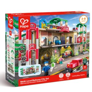 Jucarie din lemn - Tren pe 3 nivele (58 piese)