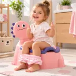 Olita Dino Roz cu Spatar Vas Detasabil si Design Ergonomic pentru Copii