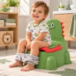 Olita Dino Verde cu Spatar Vas Detasabil si Design Ergonomic pentru Copii