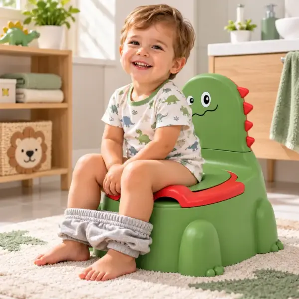 Olita Dino Verde cu Spatar Vas Detasabil si Design Ergonomic pentru Copii