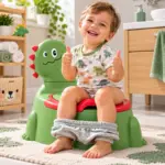 Olita Dino Verde cu Spatar Vas Detasabil si Design Ergonomic pentru Copii