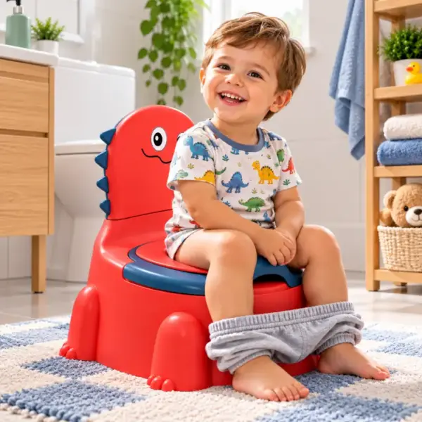 Olita Dino Rosu cu Spatar Vas Detasabil si Design Ergonomic pentru Copii