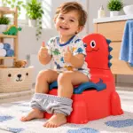 Olita Dino Rosu cu Spatar Vas Detasabil si Design Ergonomic pentru Copii