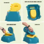 Olita Dino Albastru cu Spatar Vas Detasabil si Design Ergonomic pentru Copii