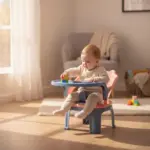Scaun pentru Copii cu Masuta Detasabila si Suport Pahar Ursulet Roz/Albastru