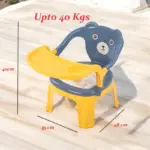Scaun pentru Copii cu Masuta Detasabila si Suport Pahar Ursulet Galben/Albastru