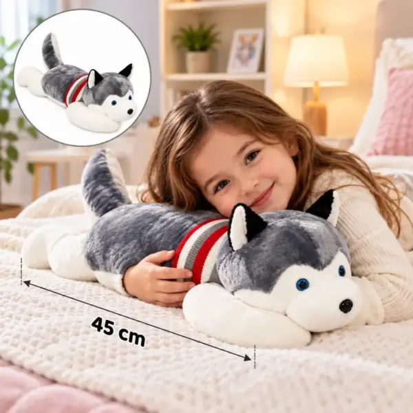 Jucarie Plus Catel Husky Pufos Perna Lunga 45 cm