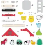 Set de Constructie Ferma cu Animale din Lemn cu Grajd si Tractor