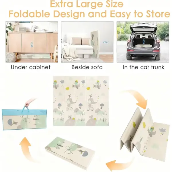 Covor Joaca Pliabil si Reversibil cu Animalute 200x180 cm pentru Bebelusi