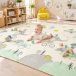 Covor Joaca Pliabil si Reversibil cu Animalute 200x180 cm pentru Bebelusi