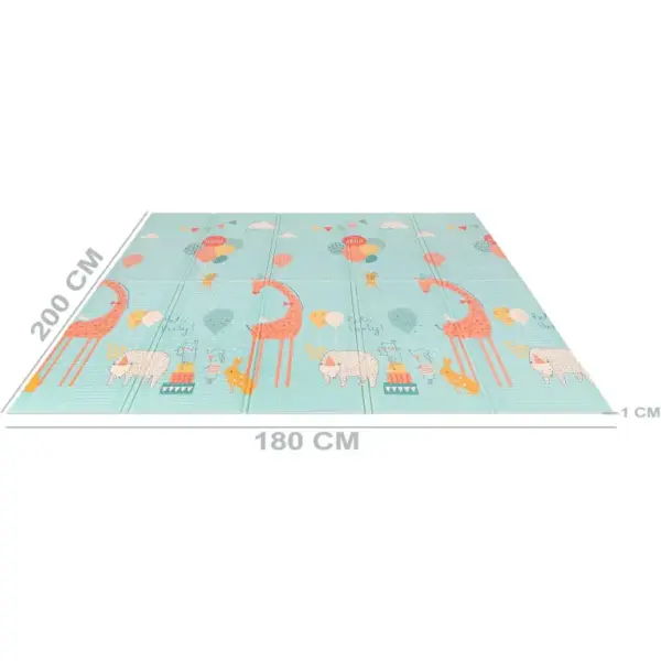 Covor Joaca Pliabil si Reversibil cu Animalute 200x180 cm pentru Bebelusi