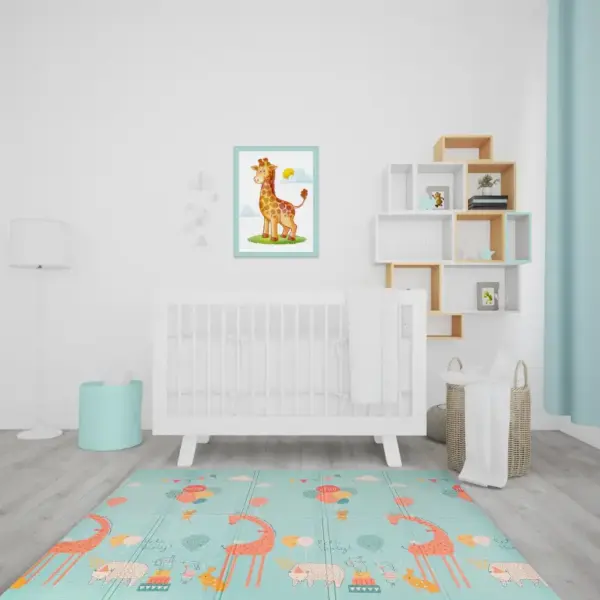 Covor Joaca Pliabil si Reversibil cu Animalute 200x180 cm pentru Bebelusi
