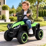 ATV Electric cu 4 Roti Ghidon Sport si Design Off-Road Verde-Negru pentru Copii ATV Electric cu 4 Roti Ghidon Sport si Design Off-Road Verde-Negru pentru Copii