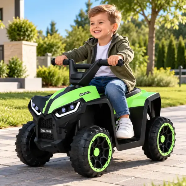 ATV Electric cu 4 Roti Ghidon Sport si Design Off-Road Verde-Negru pentru Copii