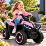ATV Electric cu 4 Roti Ghidon Sport si Design Off-Road Roz-Negru pentru Copii