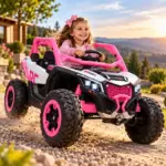 Masinuta Electrica Buggy ATV Off-Road cu Roti Mari Design Sport Roz pentru Copii