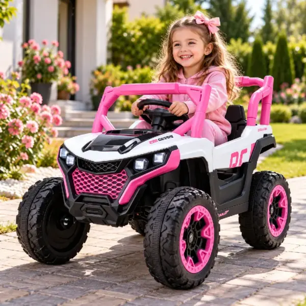 Masinuta Electrica Buggy ATV Off-Road cu Roti Mari Design Sport Roz pentru Copii