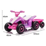 ATV Electric cu Remorca Detasabila Design Off-Road Roz pentru Copii
