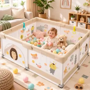 Tarc de Joaca XXL pentru Copii 200 x 150 cm cu 60 Bile si Covor